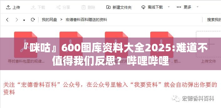 『咪咕』600图库资料大全2025:难道不值得我们反思？哔哩哔哩