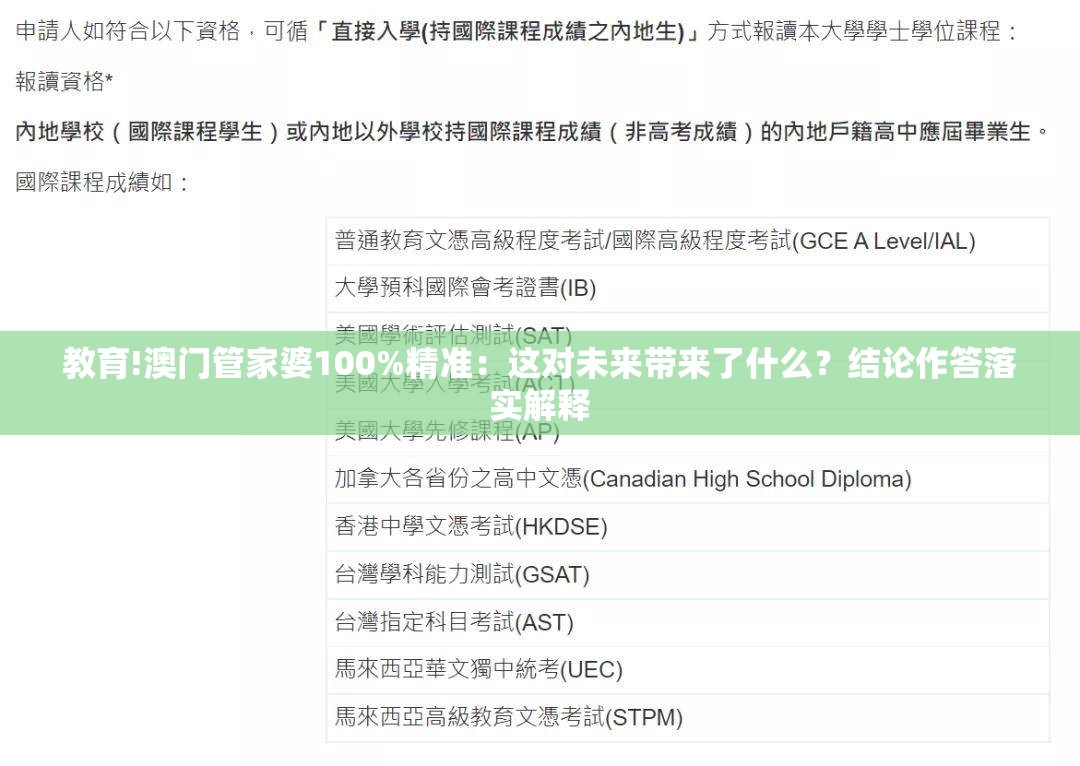 教育!澳门管家婆100%精准：这对未来带来了什么？结论作答落实解释