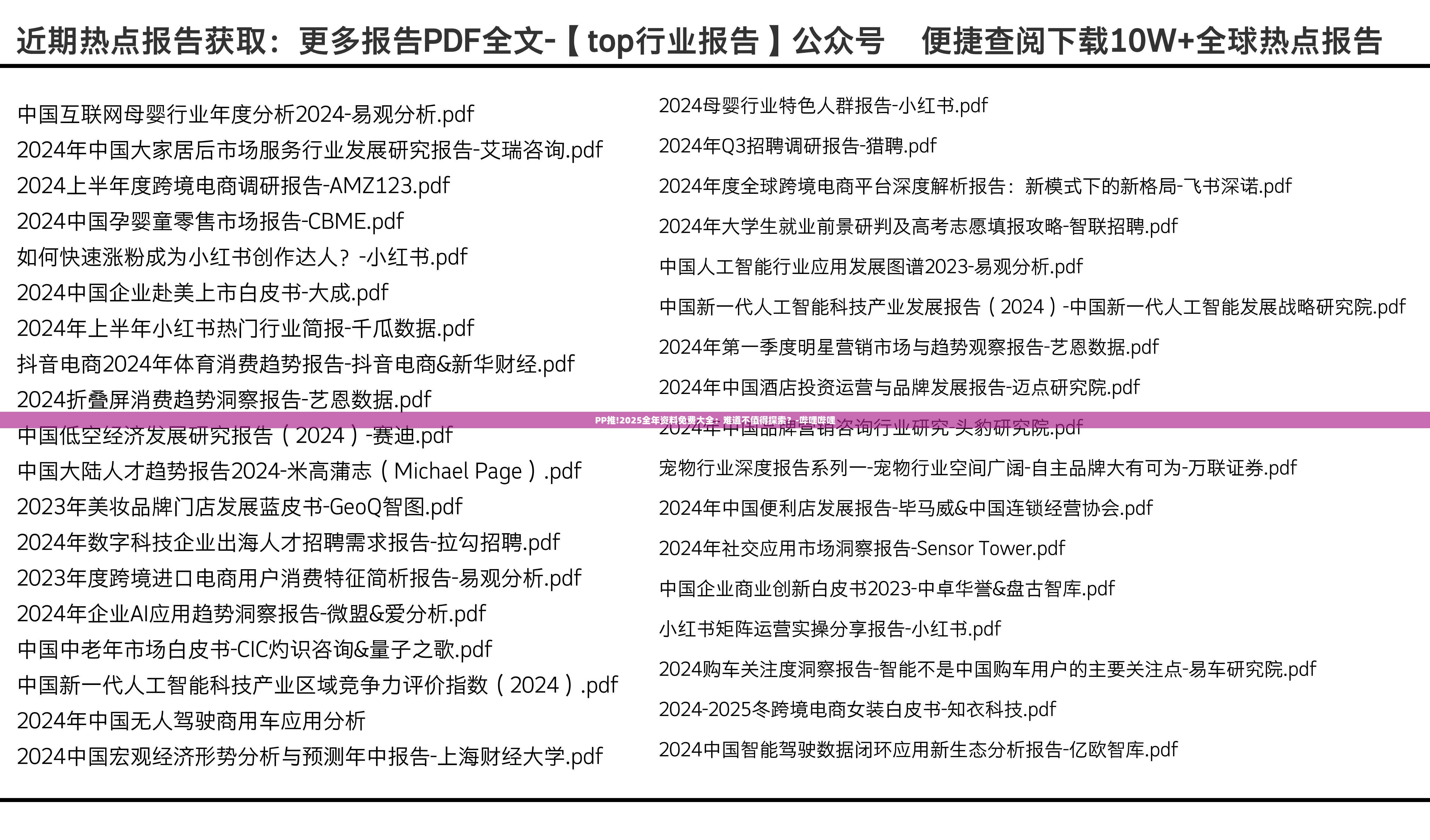 PP推!2025全年资料免费大全：难道不值得探索？-哔哩哔哩
