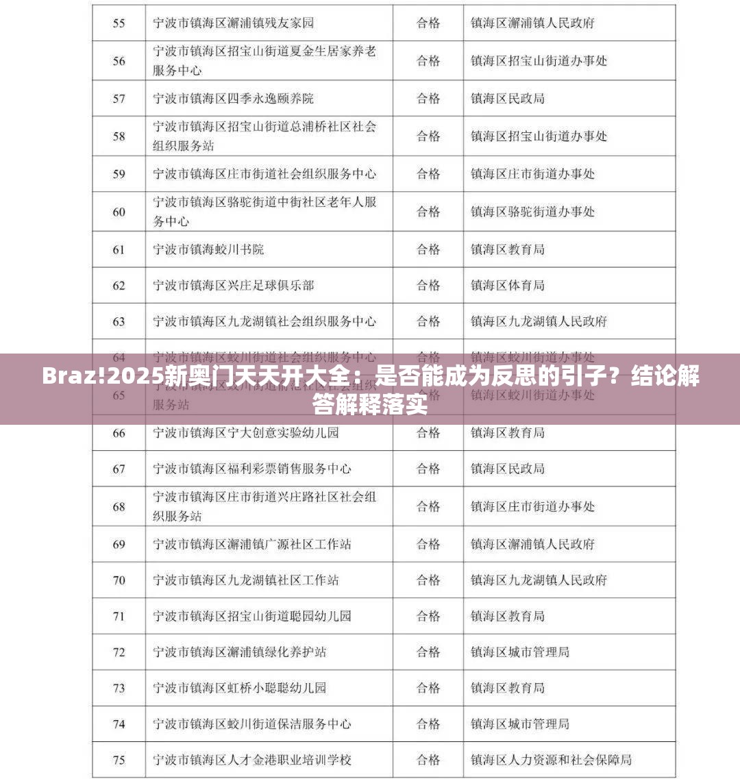 Braz!2025新奥门天天开大全：是否能成为反思的引子？结论解答解释落实