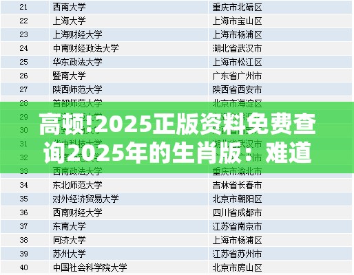 高顿!2025正版资料免费查询2025年的生肖版：难道你不想第一时间掌握？-bilibili