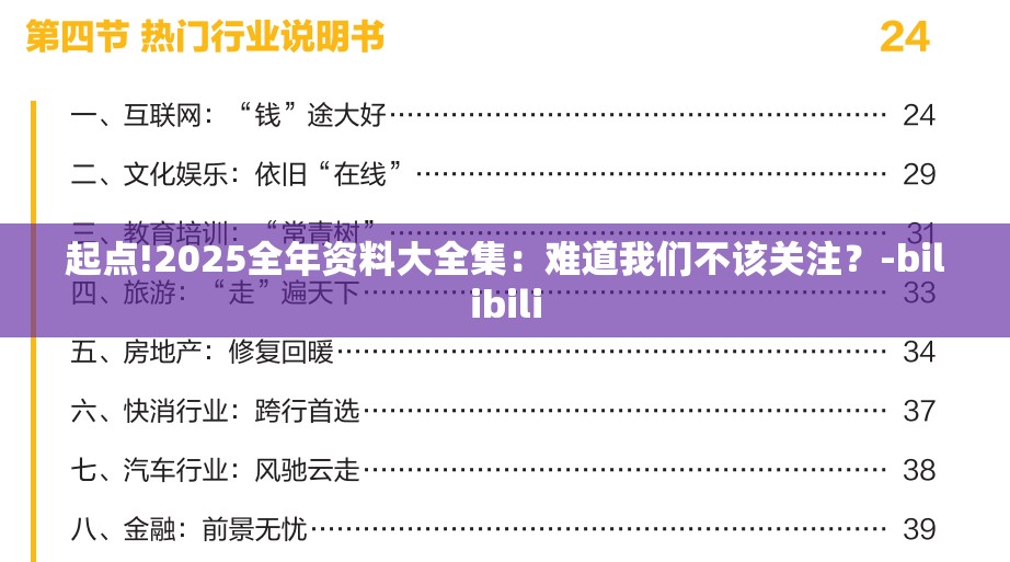 起点!2025全年资料大全集：难道我们不该关注？-bilibili