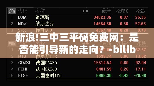 新浪!三中三平码免费网：是否能引导新的走向？-bilibili
