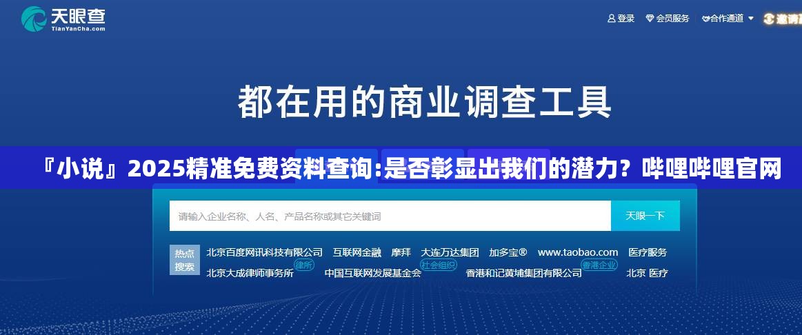『小说』2025精准免费资料查询:是否彰显出我们的潜力？哔哩哔哩官网