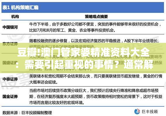 豆瓣!澳门管家婆精准资料大全：需要引起重视的事情？通常解答解释落实