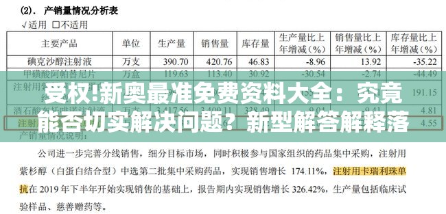 受权!新奥最准免费资料大全：究竟能否切实解决问题？新型解答解释落实