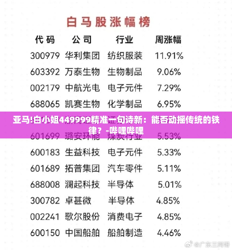 亚马!白小姐449999精准一句诗新：能否动摇传统的铁律？-哔哩哔哩