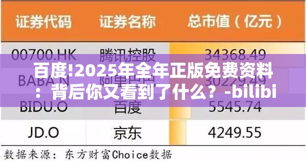 百度!2025年全年正版免费资料：背后你又看到了什么？-bilibili