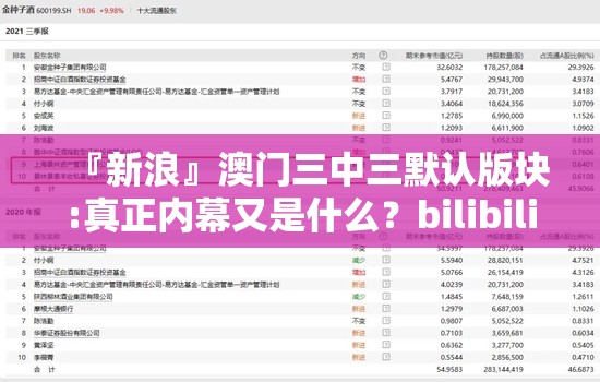 『新浪』澳门三中三默认版块:真正内幕又是什么？bilibili