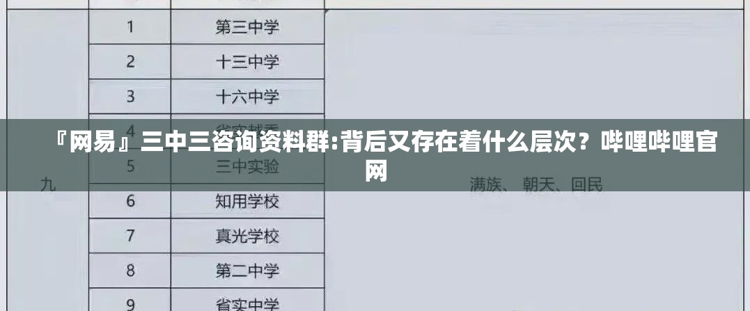 『网易』三中三咨询资料群:背后又存在着什么层次？哔哩哔哩官网