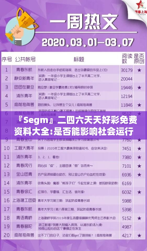 『Segm』二四六天天好彩免费资料大全:是否能影响社会运行？bilibili