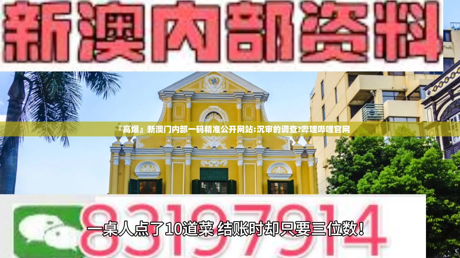 『高爆』新澳门内部一码精准公开网站:沉审的调查?哔哩哔哩官网
