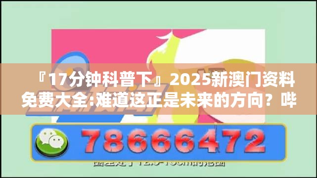 『17分钟科普下』2025新澳门资料免费大全:难道这正是未来的方向？哔哩哔哩