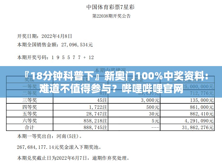 『18分钟科普下』新奥门100%中奖资料:难道不值得参与？哔哩哔哩官网