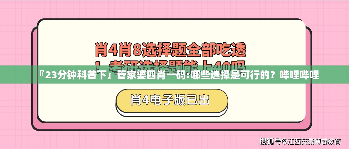 『23分钟科普下』管家婆四肖一码:哪些选择是可行的？哔哩哔哩