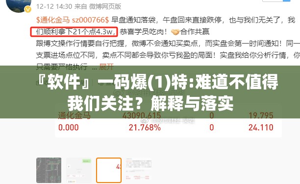 『软件』一码爆(1)特:难道不值得我们关注？解释与落实