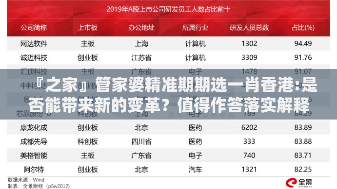 『之家』管家婆精准期期选一肖香港:是否能带来新的变革？值得作答落实解释