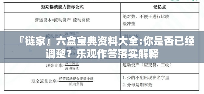 『链家』六盒宝典资料大全:你是否已经调整？乐观作答落实解释