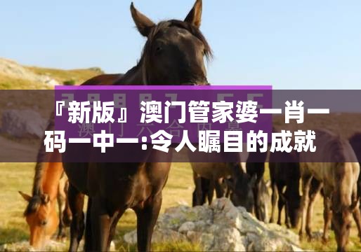 『新版』澳门管家婆一肖一码一中一:令人瞩目的成就?最佳解释落实