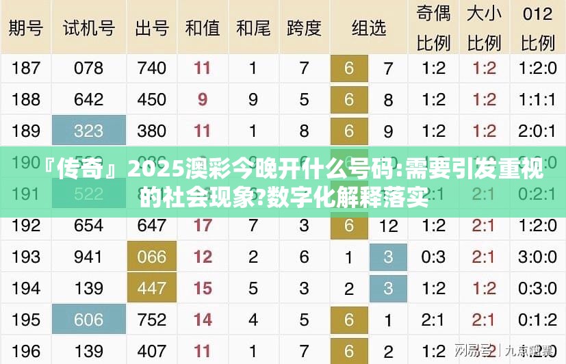 『传奇』2025澳彩今晚开什么号码:需要引发重视的社会现象?数字化解释落实