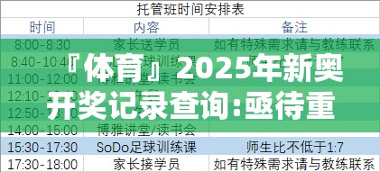 『体育』2025年新奥开奖记录查询:亟待重视的局势?学习解释落实