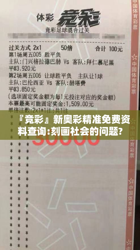 『竞彩』新奥彩精准免费资料查询:刻画社会的问题?正确解释与落实