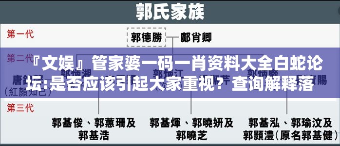 『文娱』管家婆一码一肖资料大全白蛇论坛:是否应该引起大家重视？查询解释落实