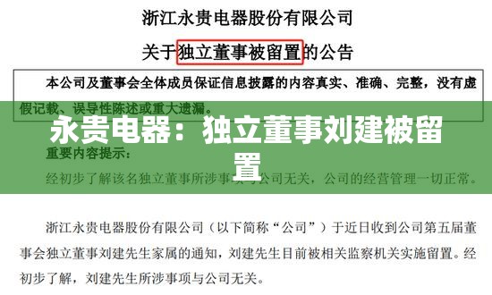 永贵电器：独立董事刘建被留置