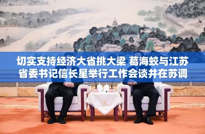 切实支持经济大省挑大梁 葛海蛟与江苏省委书记信长星举行工作会谈并在苏调研