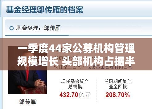 一季度44家公募机构管理规模增长 头部机构占据半壁江山