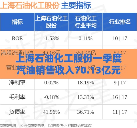 上海石油化工股份一季度汽油销售收入70.13亿元