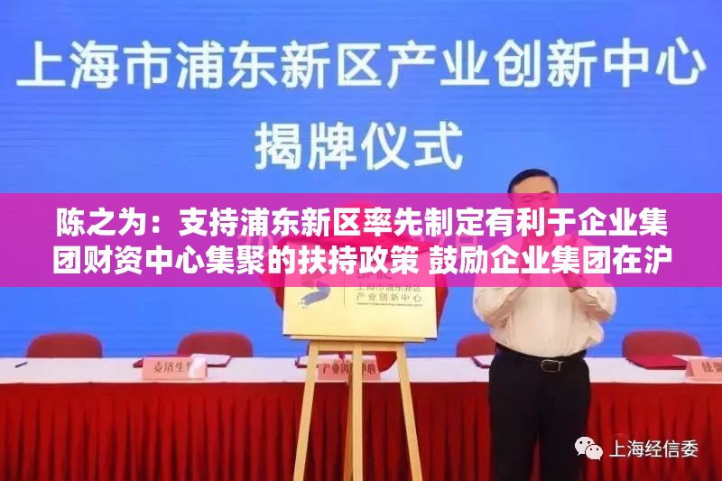 陈之为：支持浦东新区率先制定有利于企业集团财资中心集聚的扶持政策 鼓励企业集团在沪设立资金池