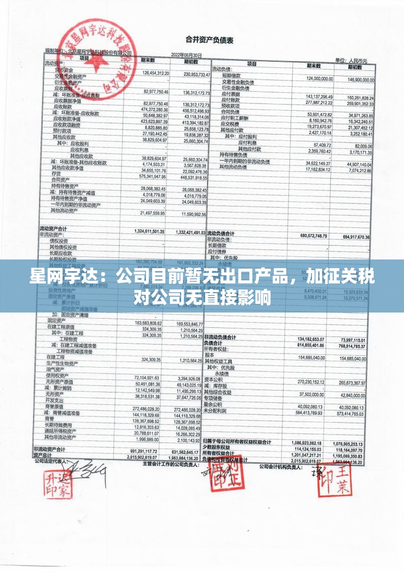 星网宇达：公司目前暂无出口产品，加征关税对公司无直接影响