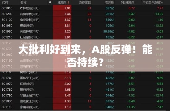 大批利好到来，A股反弹！能否持续？