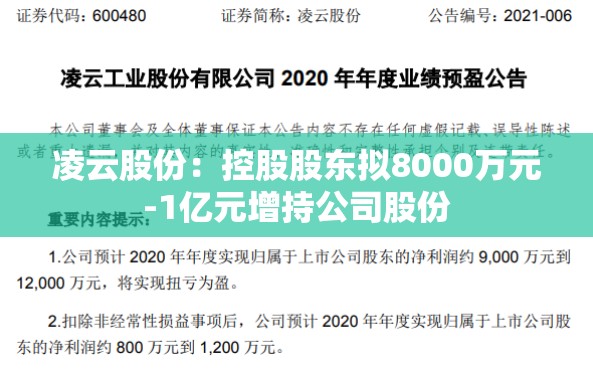 凌云股份：控股股东拟8000万元-1亿元增持公司股份