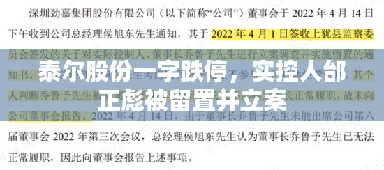 泰尔股份一字跌停，实控人邰正彪被留置并立案