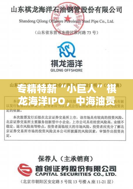 专精特新“小巨人”祺龙海洋IPO，中海油贡献巨大