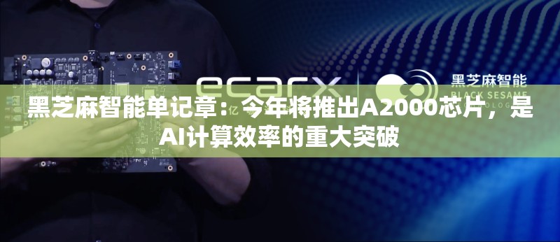 黑芝麻智能单记章：今年将推出A2000芯片，是AI计算效率的重大突破