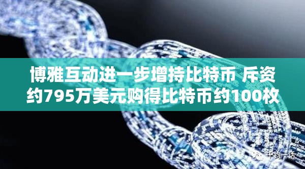博雅互动进一步增持比特币 斥资约795万美元购得比特币约100枚