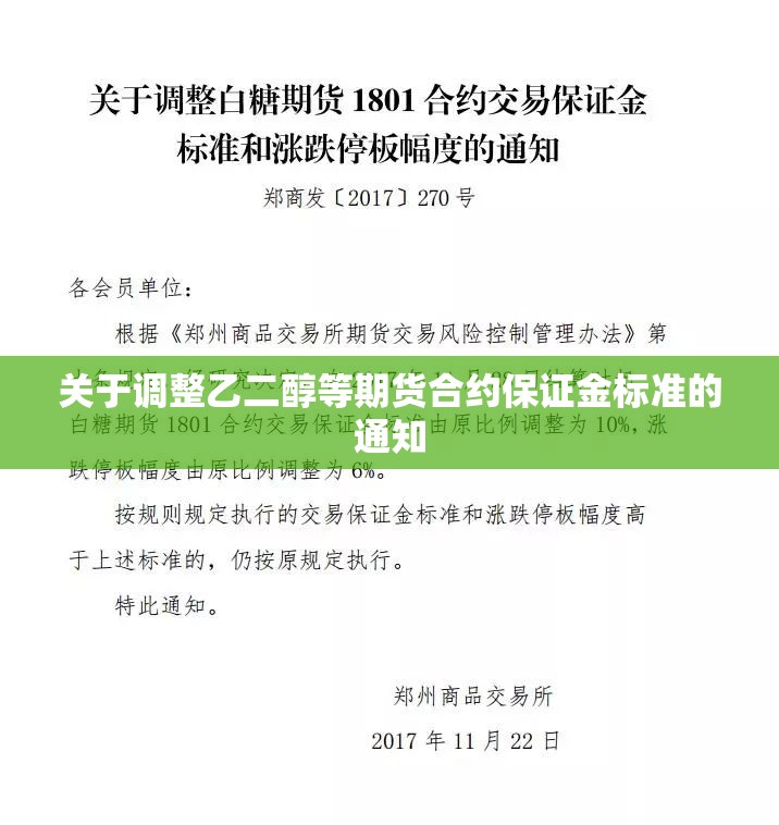 关于调整乙二醇等期货合约保证金标准的通知