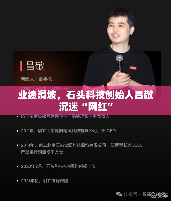 业绩滑坡，石头科技创始人昌敬沉迷“网红”