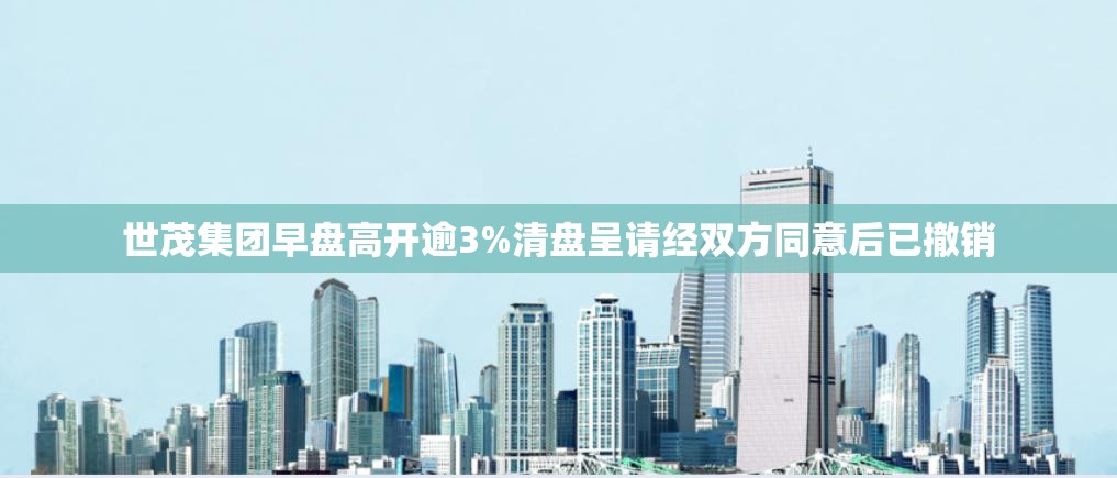 世茂集团早盘高开逾3%清盘呈请经双方同意后已撤销