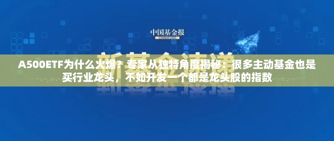 A500ETF为什么火爆？专家从独特角度揭秘：很多主动基金也是买行业龙头，不如开发一个都是龙头股的指数