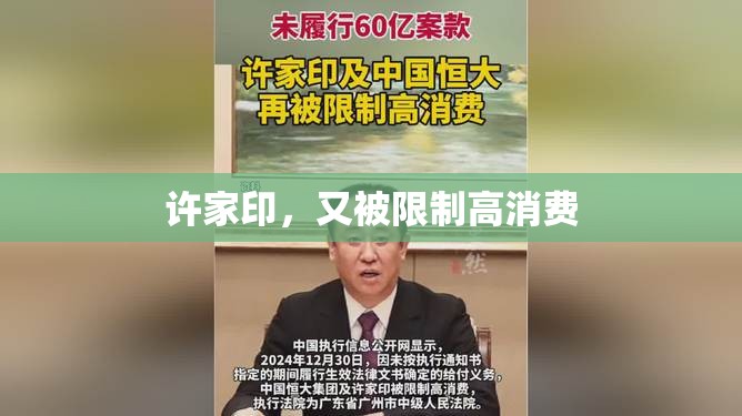许家印，又被限制高消费