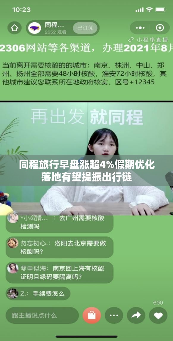 同程旅行早盘涨超4%假期优化落地有望提振出行链